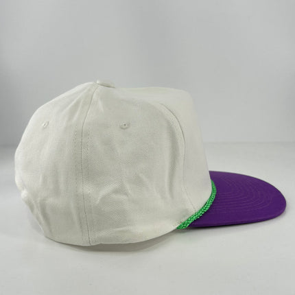 Mardi Gras FAT TUESDAY Green Rope Purple Brim SnapBack Cap Hat Custom Embroidered