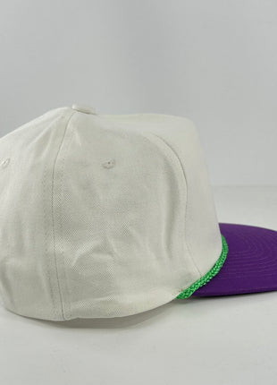 Mardi Gras FAT TUESDAY Green Rope Purple Brim SnapBack Cap Hat Custom Embroidered
