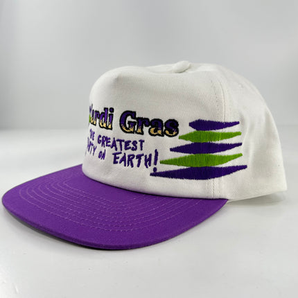 MARDI GRAS THE GREATEST PARTY ON EARTH Purple Crown SnapBack Cap Hat Costume Embroidered ￼