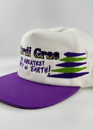 MARDI GRAS THE GREATEST PARTY ON EARTH Purple Crown SnapBack Cap Hat Costume Embroidered ￼