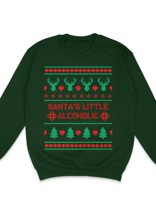 Santa's Little Alcoholic Ugly Christmas Custom Printed Sweatshirt
