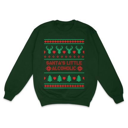 Santa's Little Alcoholic Ugly Christmas Custom Printed Sweatshirt