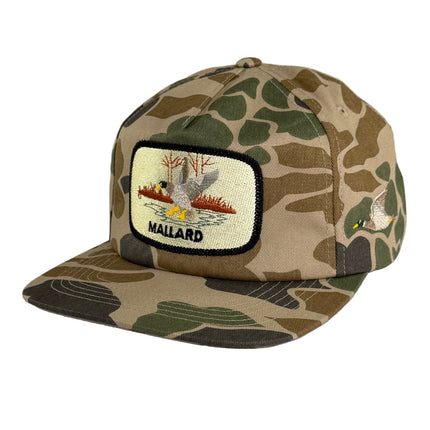Mallard embroidered on a camo SnapBack Hat Cap