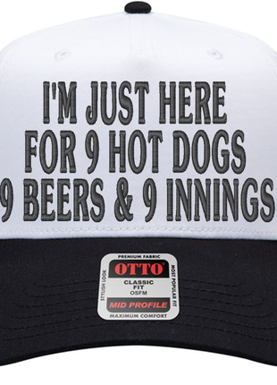 999 Challenge Hat 9 Beers 9 Hot Dogs 9 Innings Baseball Cap Funny Game Day Hat