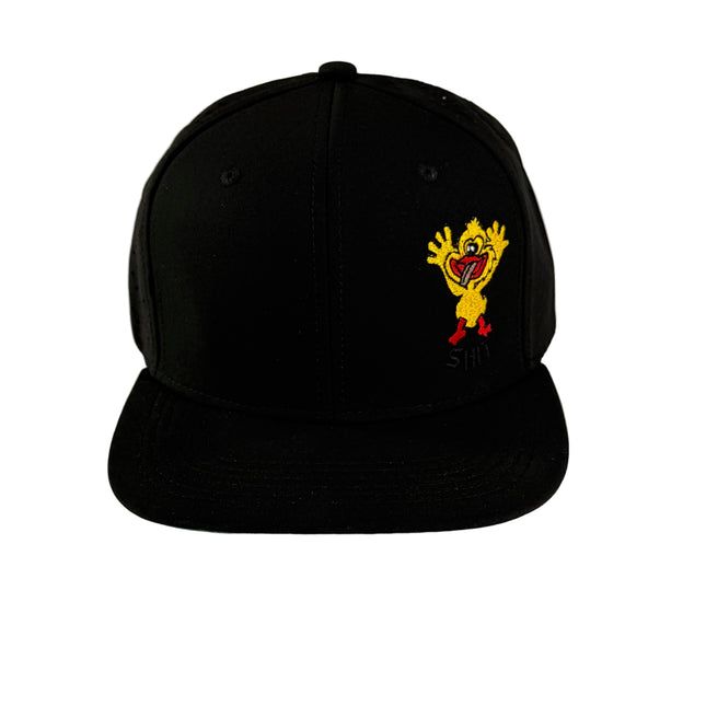 Black Friday Chicken Embroidered on a black mesh SnapBack hat