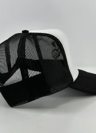 THIS GUY IS HORNY Mesh Black Trucker SnapBack Cap Hat Custom Embroidered ￼