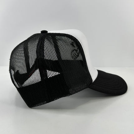 THIS GUY IS HORNY Mesh Black Trucker SnapBack Cap Hat Custom Embroidered ￼