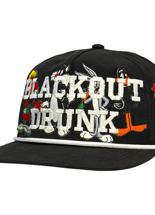 Blackout Drunk Looney Black Rope Hat Custom Embroidered