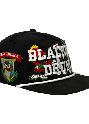 Blackout Drunk Looney Black Rope Hat Custom Embroidered
