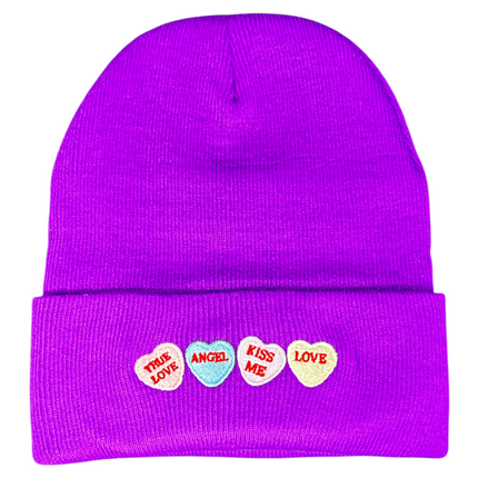Valentines Day Candy Heart Beanie