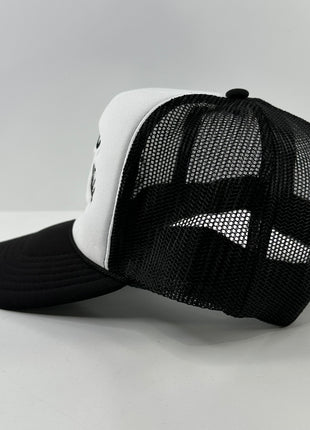 THIS GUY IS HORNY Mesh Black Trucker SnapBack Cap Hat Custom Embroidered ￼