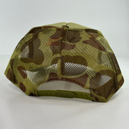 Deer Hunter on a Camo mesh trucker Snapback hat cap Collab Justin Stagner Custom Embroidery