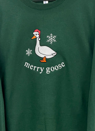 Merry Goose Custom Embroidered Dark Green Crew Neck