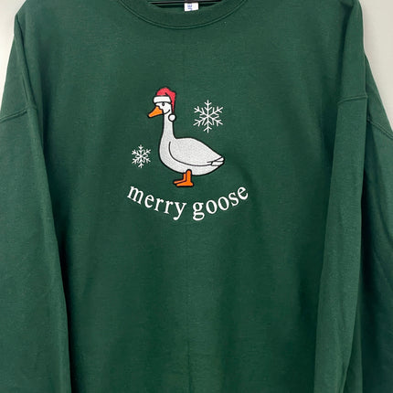 Merry Goose Custom Embroidered Dark Green Crew Neck