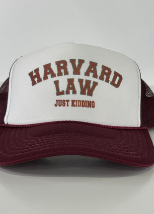 Harvard law just kidding custom Printed SnapBack Mesh Trucker