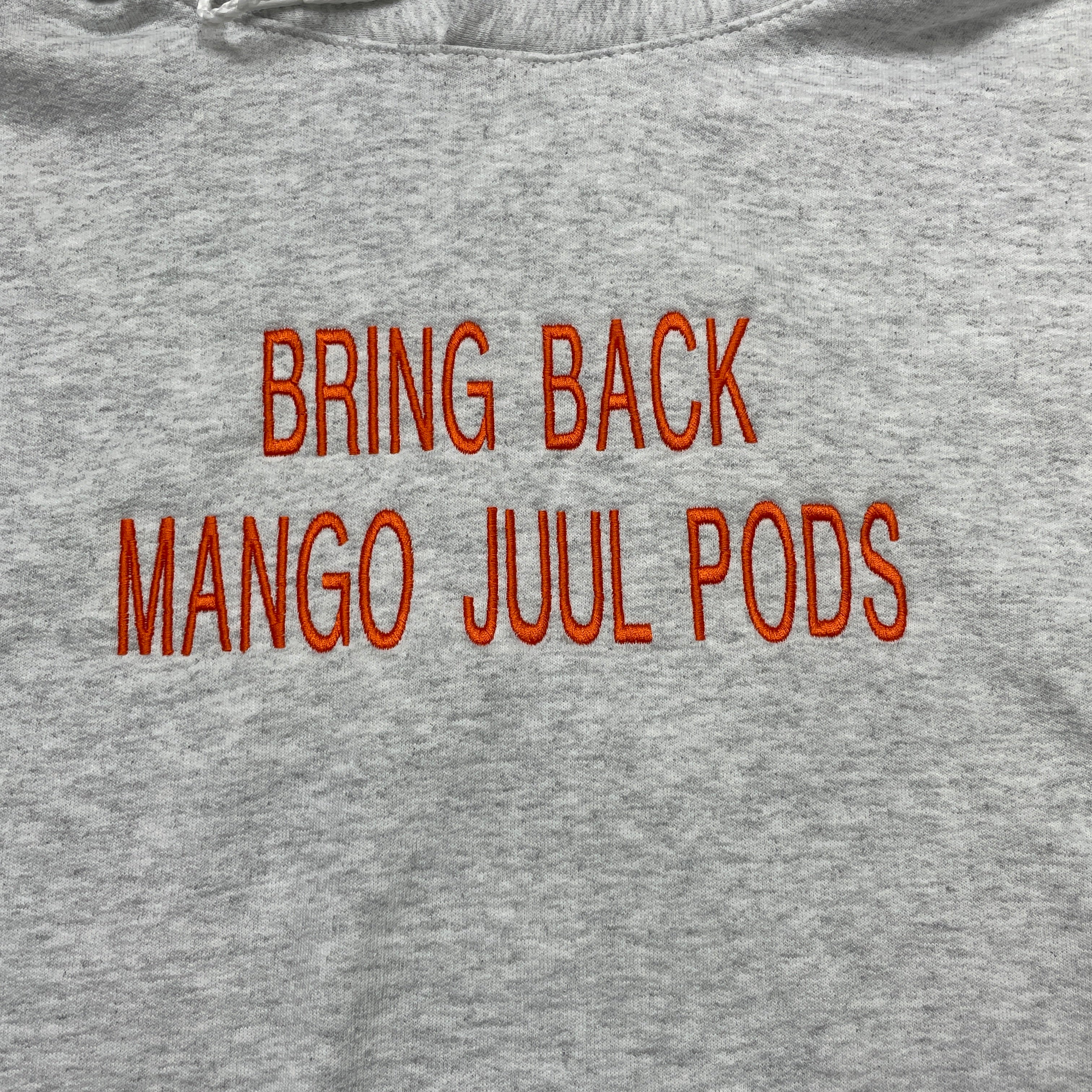 Bring Back Mango Juul Pods Custom Embroidered Ash Gray Hoodie with Ora Old School Hats Bring Back Mango Juul Pods Custom Embroidered Ash Gray Hoodie with Ora Old School Hats