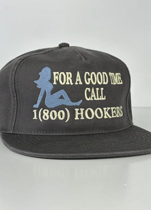 FOR A GOOD TIME CALL 1800 Charcoal Gray Strapback 5 Panel Low Profile Style Dad Hat Cap Funny Custom Embroidery