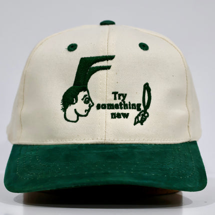 Try Something New Custom Embroidered Green Suede/Cream Snapback Franznfamilyfootwear Official Collab