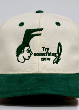 Try Something New Custom Embroidered Green Suede/Cream Snapback Franznfamilyfootwear Official Collab