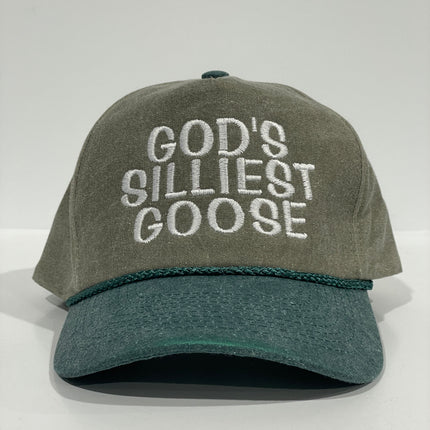 GOD'S SILLIEST GOOSE Tall Crown Snapback with rope Hat Cap Custom Embroidery
