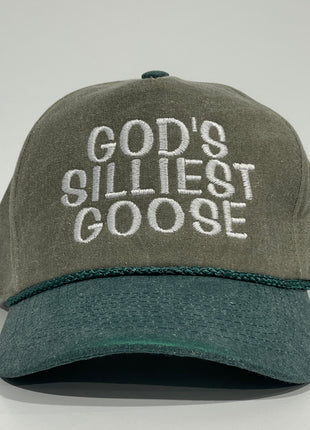 GOD'S SILLIEST GOOSE Tall Crown Snapback with rope Hat Cap Custom Embroidery