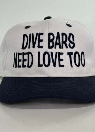 Dive bars need love too Strapback hat cap Custom Embroidered Cut the activist Collab