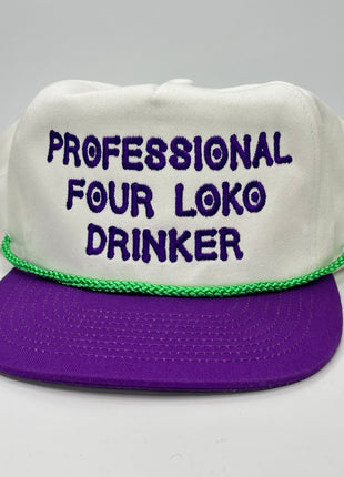 PROFESSIONAL FOUR LOKO DRINKER GREEN ROPE Purple Brim SnapBack Cap Hat Custom Embroidered ￼