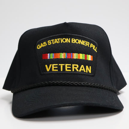 Gas Station Boner Pill Cap Snapback Hat Veteran Black Rope Funny Custom Embroidered Collab decelerate