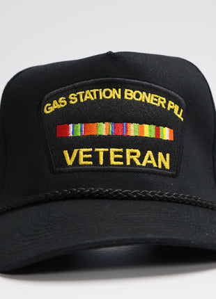 Gas Station Boner Pill Cap Snapback Hat Veteran Black Rope Funny Custom Embroidered Collab decelerate