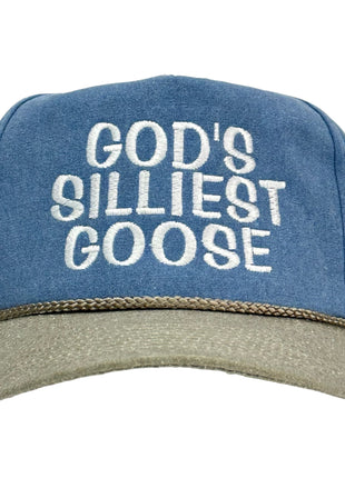 GOD'S SILLIEST GOOSE Tall Crown Snapback with rope Hat Cap Custom Embroidery