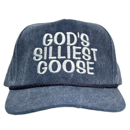 GOD'S SILLIEST GOOSE Tall Crown Snapback with rope Hat Cap Custom Embroidery