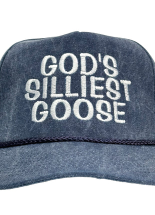 GOD'S SILLIEST GOOSE Tall Crown Snapback with rope Hat Cap Custom Embroidery