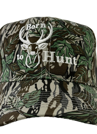 Born to hunt deer hunting on a camo SnapBack hat cap custom embroidery