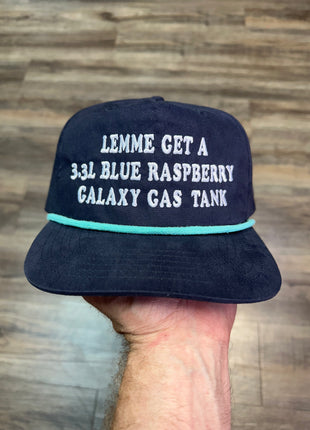 LEMME GET A 3.3L Blue Raspberry Galaxy Gas Tank Hat CUSTOM EMBROIDERY
