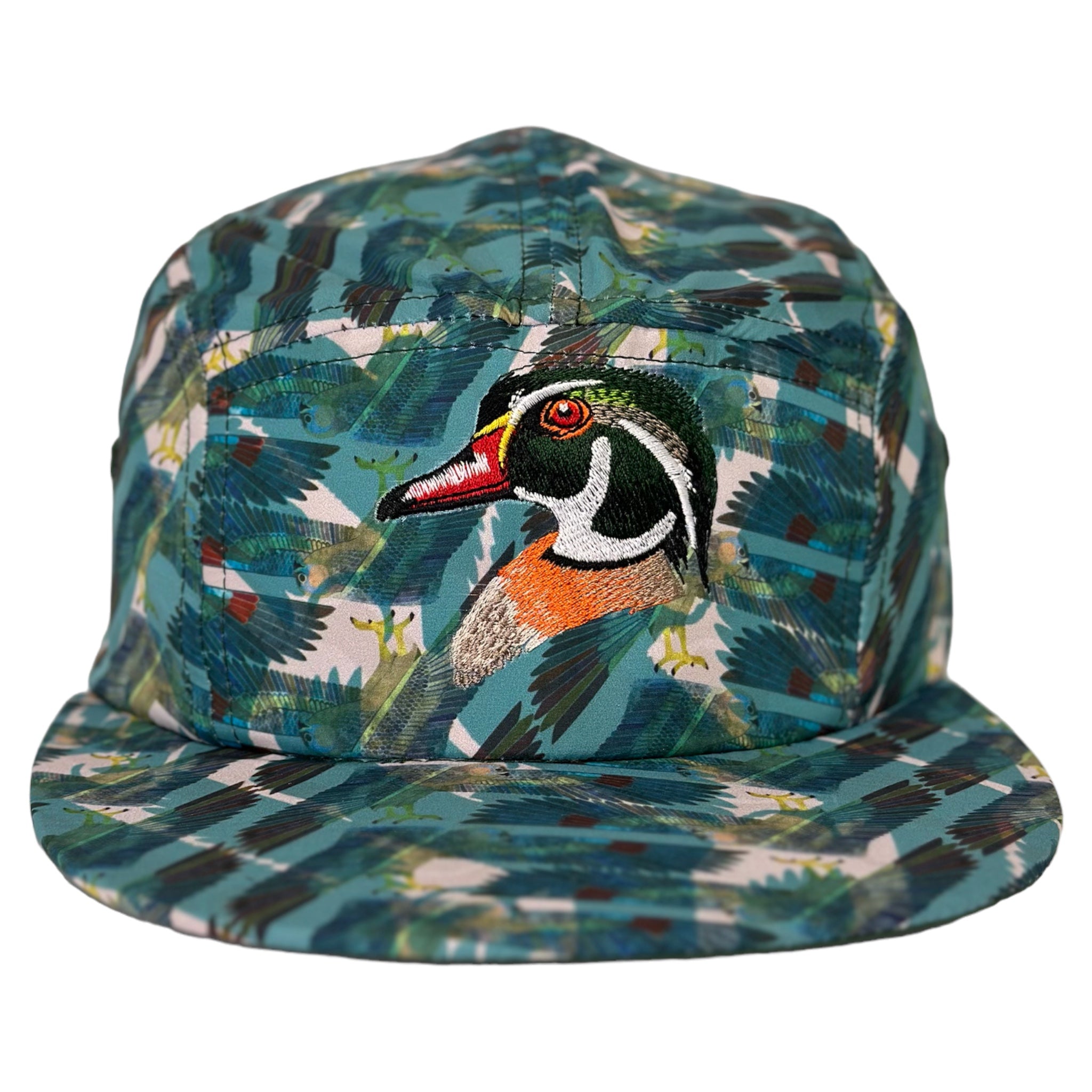 WOOD DUCK HUNTING on a Vintage 5 Panel SnapBack Cap Hat Custom Embroidered