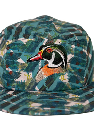 WOOD DUCK HUNTING on a Vintage 5 Panel SnapBack Cap Hat Custom Embroidered ￼