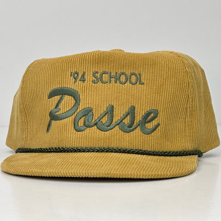94 School Posse on a Mustard Yellow Corduroy with Rope Custom Embroidery