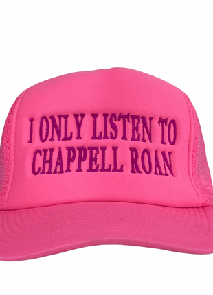 I Only Listen To Chappell Roan Pink Mesh Custom Embroidered Hat