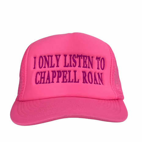 I Only Listen To Chappell Roan Pink Mesh Custom Embroidered Hat