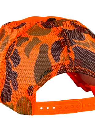 Will Work For Beer Trucker Hat Neon Orange Camo Hunting Foam Snapback Custom Printed