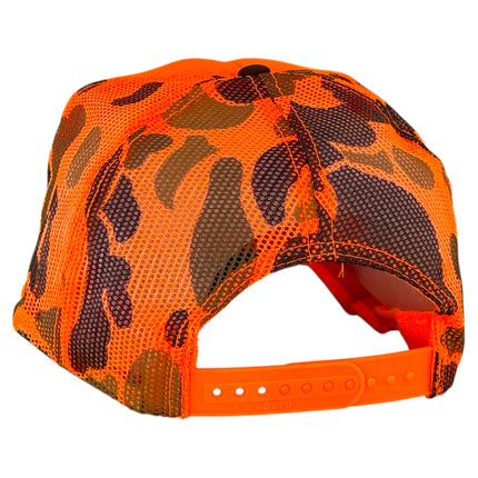 Will Work For Beer Trucker Hat Neon Orange Camo Hunting Foam Snapback Custom Printed