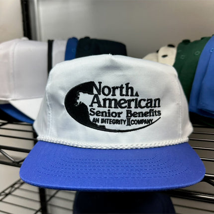 Custom order. North American senior benefits with added logos on side of hat Custom Embroidery