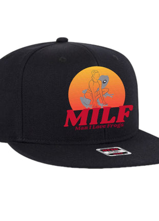 Custom order 2- Man I love frogs on a black Snapback Hat Cap Custom Embroidery