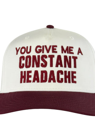 You Give Me a Constant Headache Hat Funny Sarcastic Trucker Cap Vintage Style Custom Embroidered Dad Hat