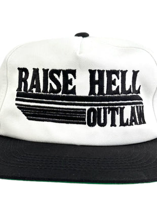 Raise Hell Outlaw Black/white snapback custom embroidered