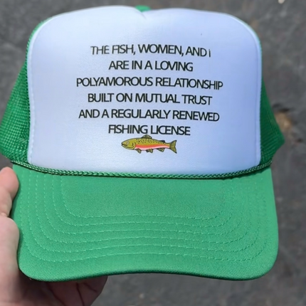 The Fish And I Are In A Loving Custom Printed Hat