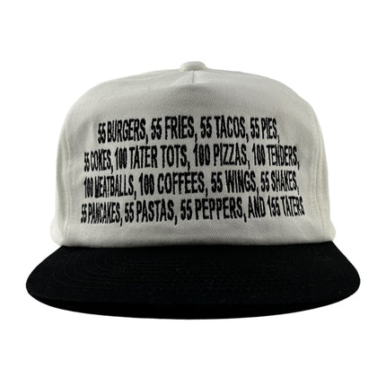 55 Burgers 55 Fries Pay It Forward Black/White SnapBack I Think You Should Leave custom embroidered