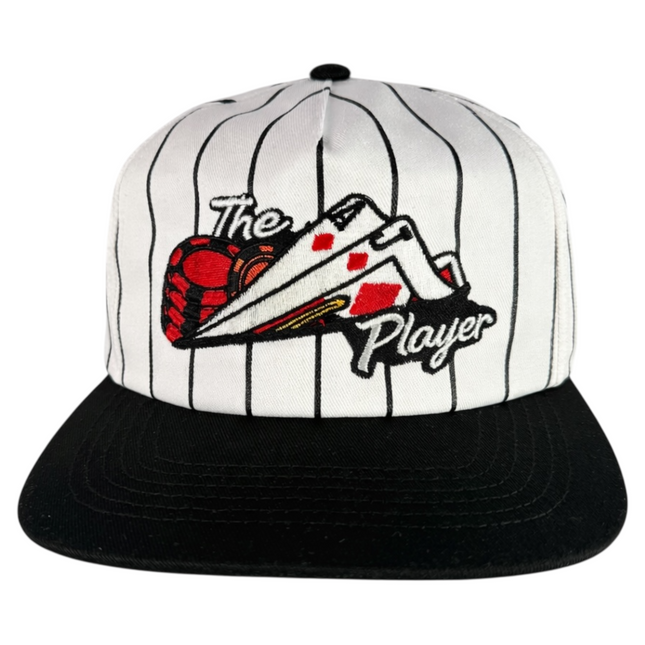 The Player 21 Pinstripe Snapback Hat Blackjack Casino Embroidered Cap