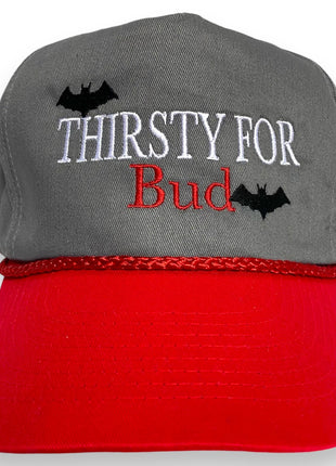 Thirsty for Bud Beer Halloween Bats Vintage Snapback Hat Cap with Rope Custom Embroidery