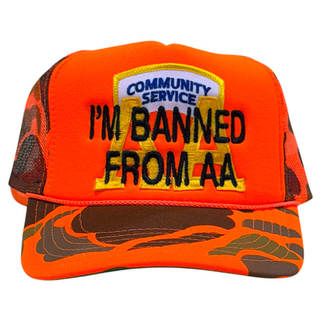 Community service Banned from AA Hat custom embroidered